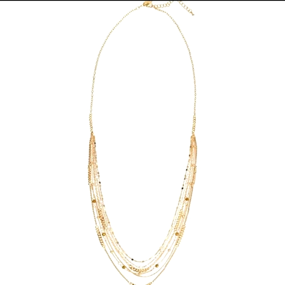 NWT Gold Faux Pearl & Bead Layered Strand Necklace 17" STYLE & CO